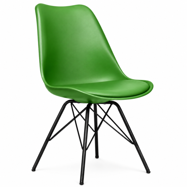 URSEL Chair SetKitchen Chair, Dining Chair with Padded Seat + Seat Cushion with Velvet Upholstery/Frame Metal Black